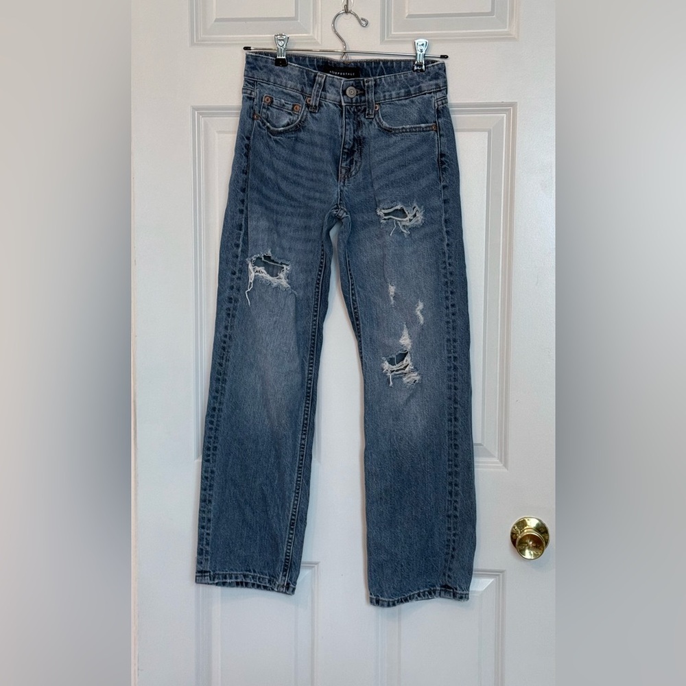 Aeropostale Low Rise Baggy Distressed Denim Jeans